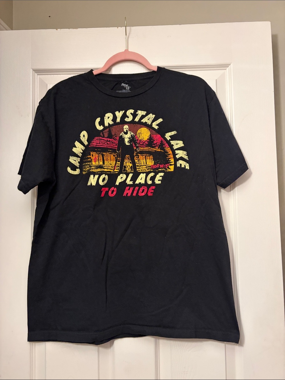 Camp Crystal Lake Graphic Tee - Black with Yellow & Red Print